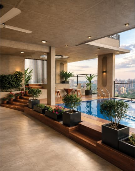 Poolside terrace interior